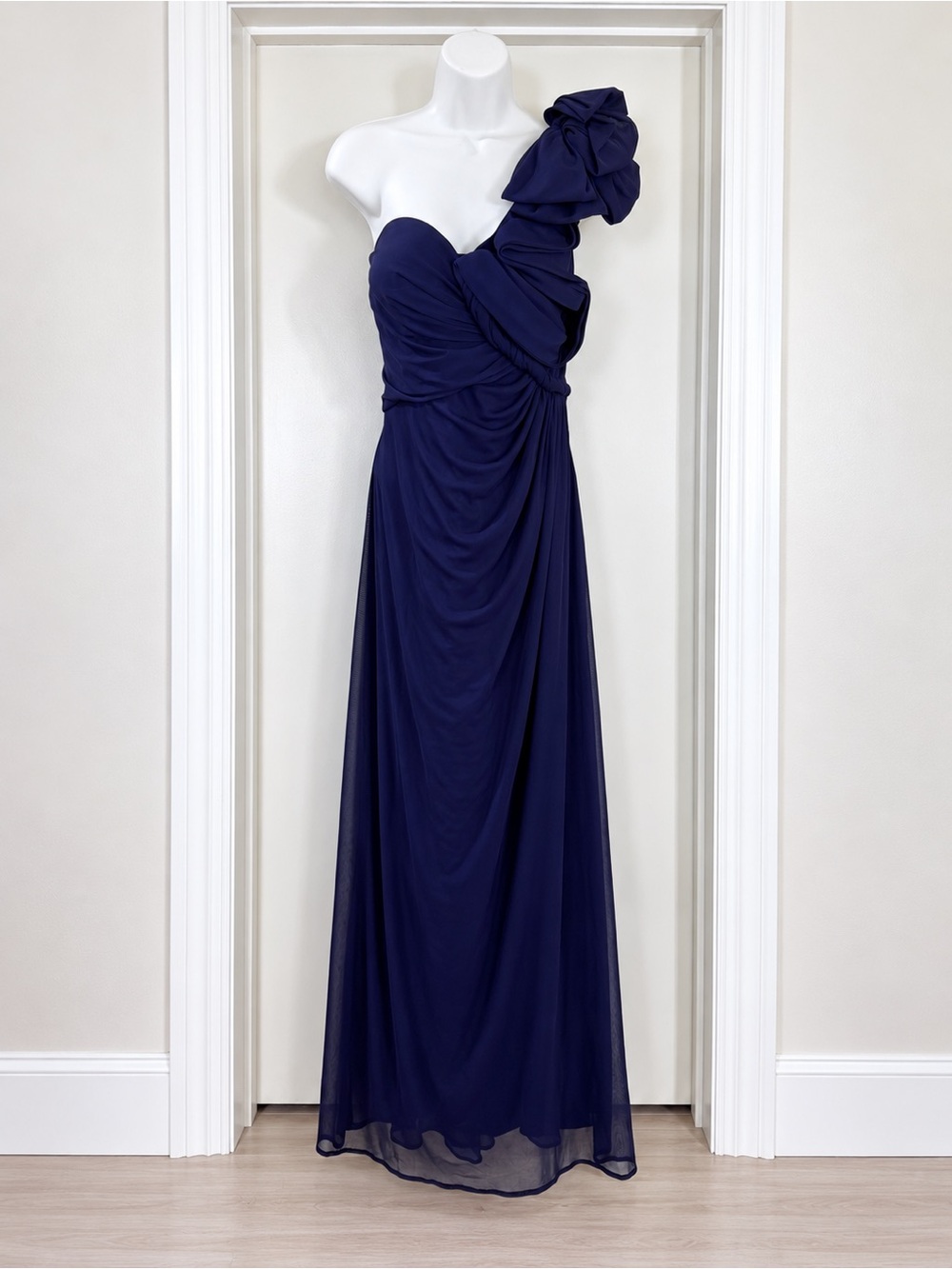 Adrianna Papell Purple One Shoulder Formal Maxi Dress Size 14